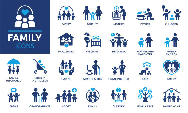 family icon set. - aile stock illustrations