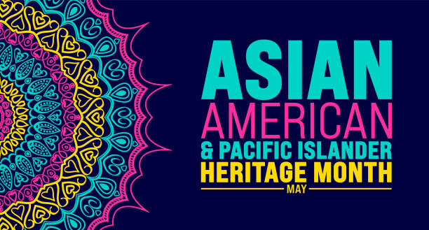May is Asian American and Pacific Islander Heritage Month colorful mandala background template. celebrates the culture, traditions and history in the United States. use to banner, card, poster vector art illustration
