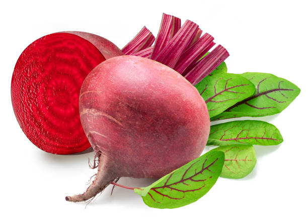istock Red beetroot and beetroot cut in slices isolated on white background. 2147693603