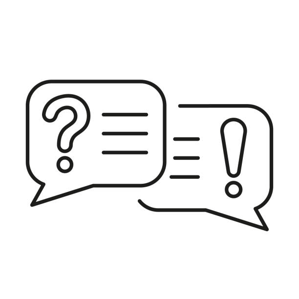 sprechblase mit fragezeichen und ausrufezeichen-liniensymbol. kundensupport-chat lineares piktogramm. faq umriss-symbol. dialog-zeichen. bearbeitbarer strich. isolierte vektorillustration - sprechblase mit fragezeichen und ausrufezeichen stock-grafiken, -clipart, -cartoons und -symbole