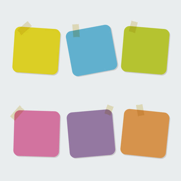 stockillustraties, clipart, cartoons en iconen met sticky notes paper icon. multicolor post it notes symbol. - plaknotitie