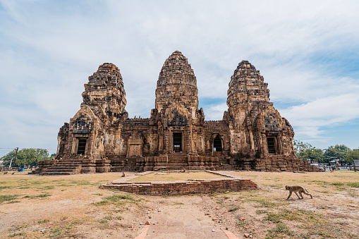 Phra Prang Sam Yot temple in Lopburi province In Thailand.