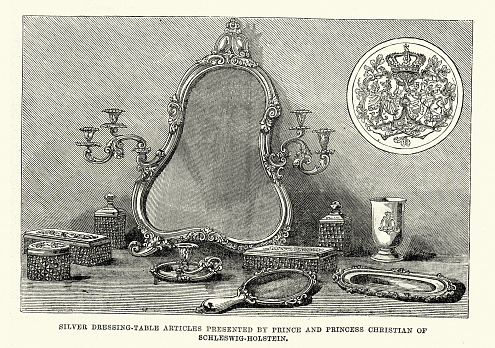 Silver dressing table articles, Gift,  Royal Wedding in Berlin, Germany, 1881, Wilhelm II and Augusta Victoria of Schleswig-Holstein
