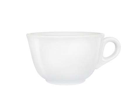 White cup isolated on pure white background