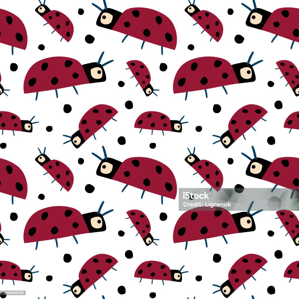 Ladybug Sots Pattern Seamless Pattern With Ladybugs And Dots On White Stock Illustration ...
