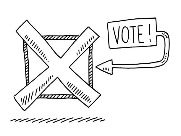 Vector illustration of Vote Appeal Check Box Symbol Drawing