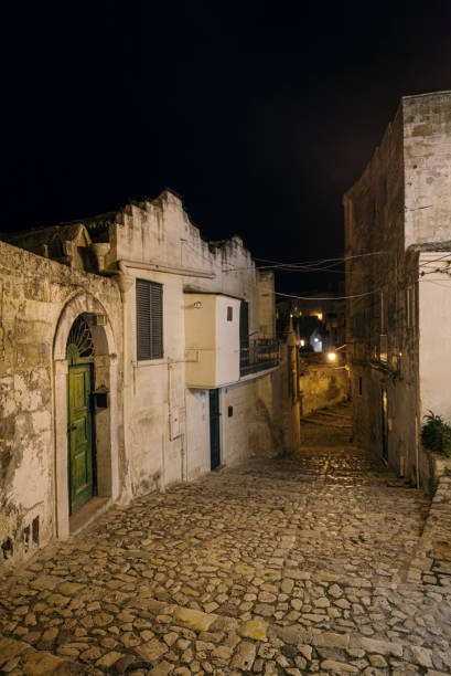 istock Matera street by night, Italy 2147697268