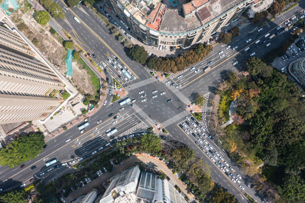 istock Aerial view of city intersection 2147697309