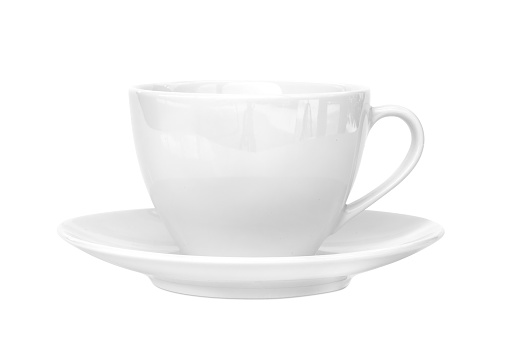 White porcelain tea cup isolated on white background