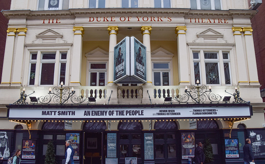 London, UK - April 8 2024: exterior daytime view of The Duke Of York's Theatre in St Martin's Lane, West End