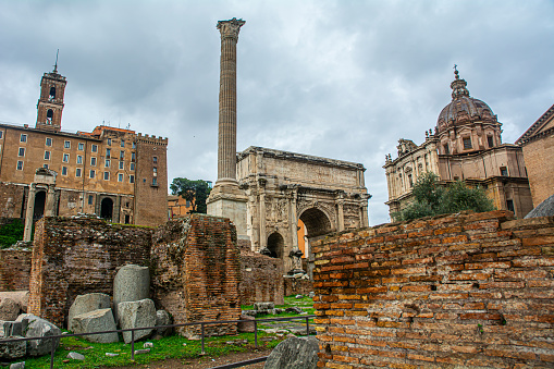 11 February 2024, Rome, Italy, Picturesque View of the Roman Forum in Rome in Italy
