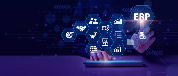 istock ERP, Enterprise resource planning system software business technology concept. Businessman touch word ERP on virtual screen in office blur background. Document management for ERP. Modern technology. 2147701340