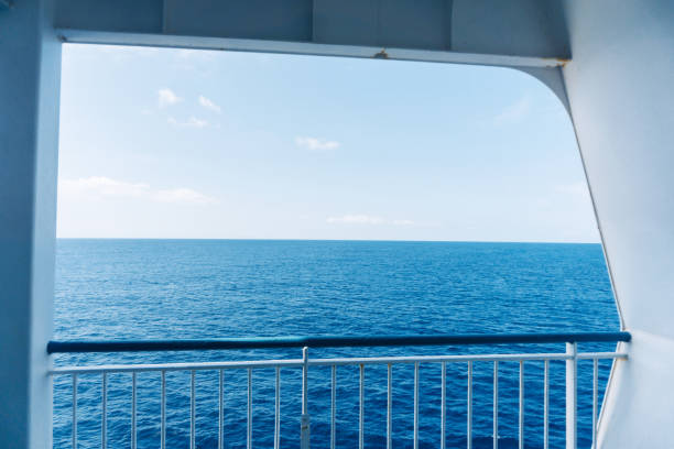 istock Gozo Malta ferry. Empty horizon ocean. Metal ship construction frame. Travel by ship. Southern Europe background. 2147701452