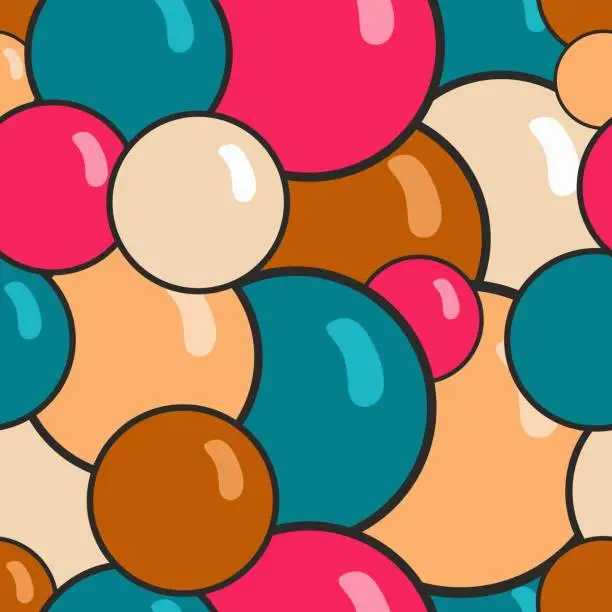 Vector illustration of Background with colorful balls seamless, vector.