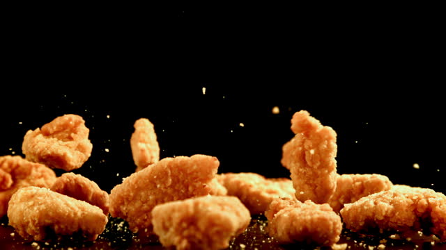 Super slow motion chicken nuggets