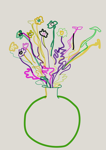 colors hand drawing style flower in bottle still life pattern illustration background