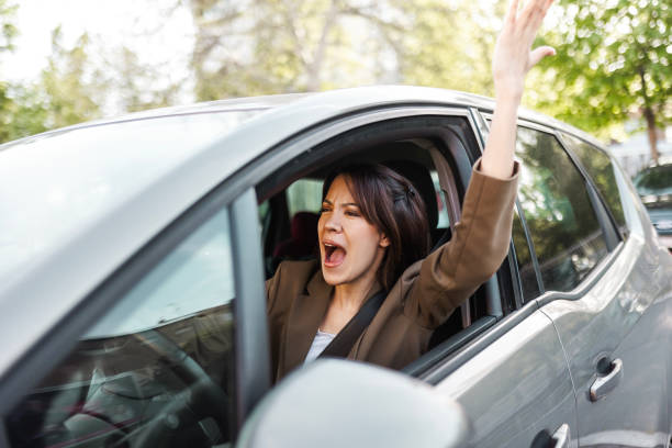 istock Frustrated Woman Behind the Wheel on the Way to Work 2147703096