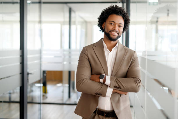 Confident African-American businessman in suit