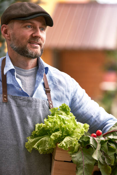 istock A man farmer holds vegetables in his hands. Selective focus. Food. 2147705313