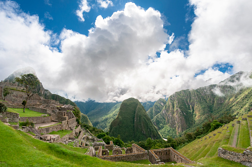 Wide Angle View At Machu Picchu In Peru