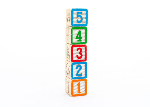 istock Wooden number blocks 54321 isolated on white background. 2147707226