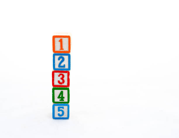 istock Educational toy blocks tower with 1, 2, 3, 4 and 5 numbers isolated on white background 2147707743