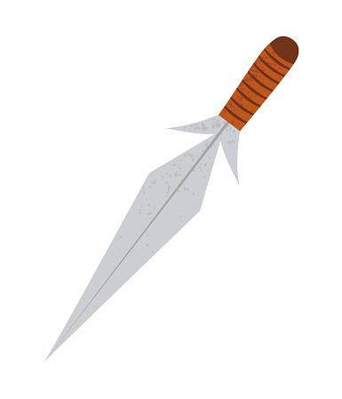 Hand drawn medieval rogue or  bandit dagger, cartoon style vector illustration, isolated on white