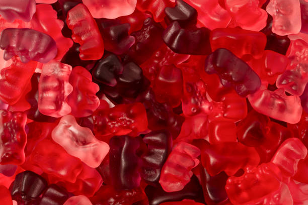 istock Assorted red gummy candies. Jelly bears. 2147708527