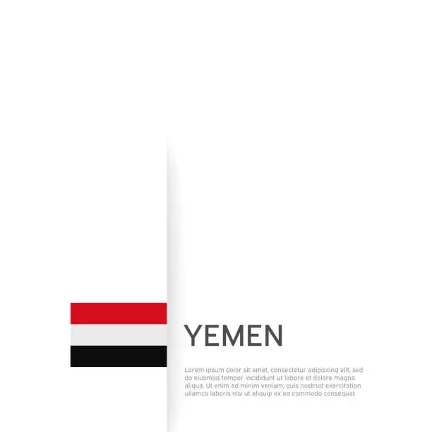 Vector illustration of Yemen flag background. State patriotic yemeni banner, cover. Document template with yemen flag on white background. National poster. Business booklet. Vector illustration, simple design