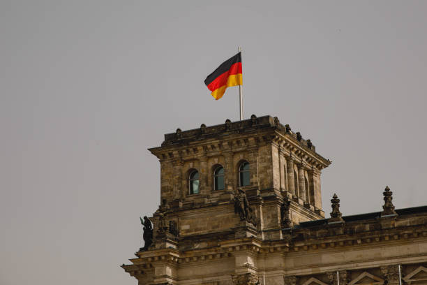 istock German flag on the building tower. 2147710484