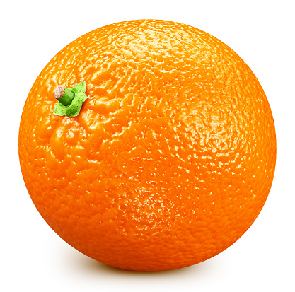 Orange isolated on white background. Orange citrus fruit clipping path. Orange macro studio photo