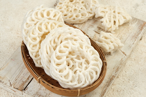 Kerupuk or krupuk is indonesian traditional deep fried cracker,