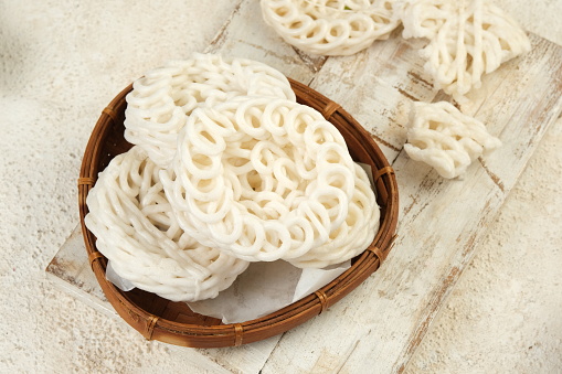 Kerupuk or krupuk is indonesian traditional deep fried cracker,