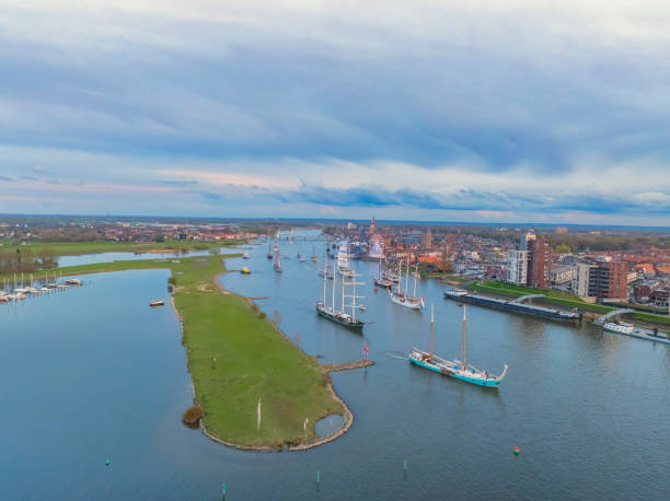 istock Sail Kampen aerial panoramic view during sunset 2147712192