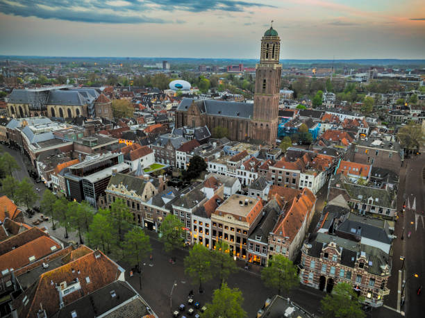 istock Zwolle downtown district aerial view during a springtime sunset 2147712322