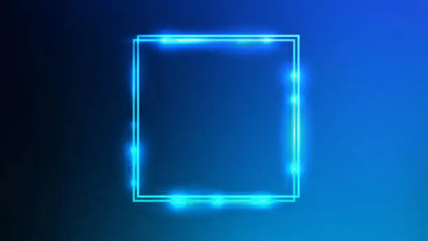 Vector illustration of Neon double square frame