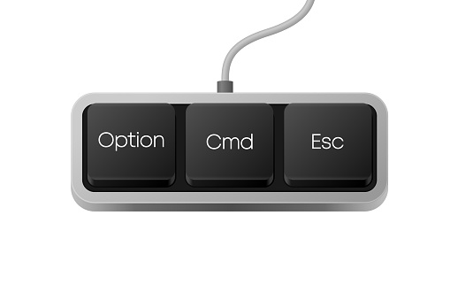 Option Cmd Esc button combination. Computer Keyboard. Word on pc computer keyboard. Vector illustration