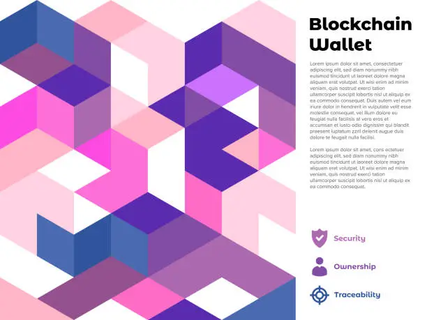 Vector illustration of Layout Vector Design With Cubes For Blockchain Wallet