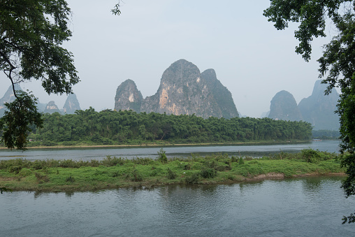 Karst mountains and Li River in the early morning