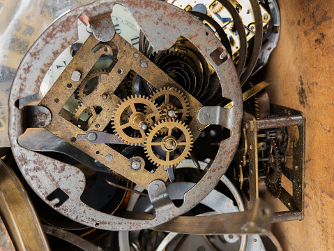 Antique Clockwork Mechanism Close-up
