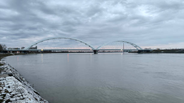 istock panoramic view of the bridge over Danube river in Novi sad, reflected in the water surface 2147715380