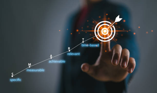 istock Smart goal setting (specific, measurable, achievable, relevant, time-based), business target and goal concept for presentations and reports, coach the way of setting goals, objectives and success. 2147715858