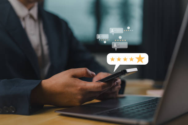 istock Customer Satisfaction Survey concept, 5-star satisfaction, service experience rating online application, customer evaluation product service quality, satisfaction feedback review, good quality most. 2147715877