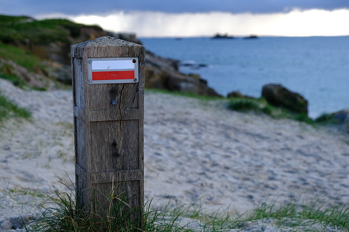 GR hiking marker on the coast in French Brittany