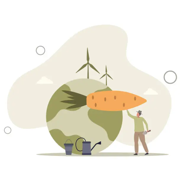 Vector illustration of Sustainable agriculture and ecological slow food growth.flat vector illustration.