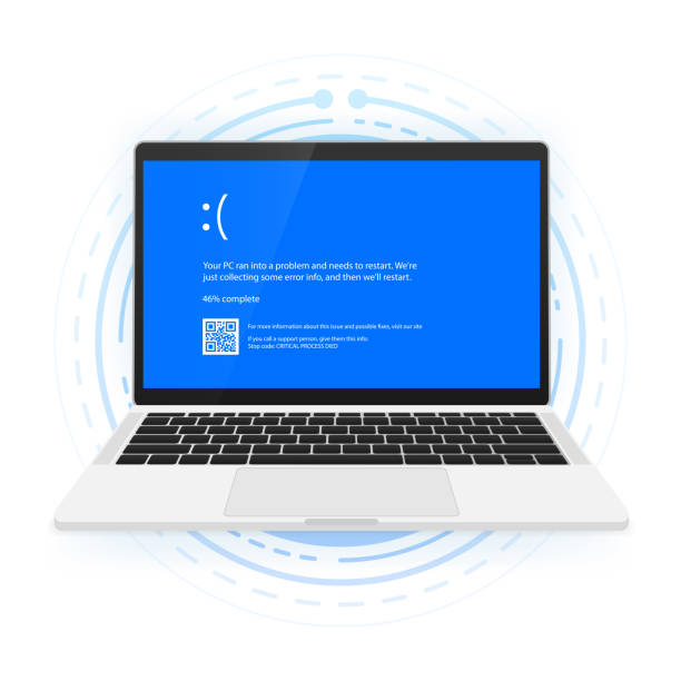 Interrupt request level classic blue screen of death error. Error device, software and hardware problem. Vector illustration. Interrupt request level classic blue screen of death error. Error device, software and hardware problem. Vector illustration cybersecurity flaw stock illustrations