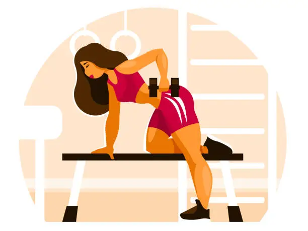 Vector illustration of Woman with dumbbells vector