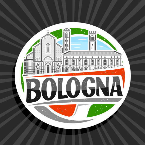 vektor logo für bologna - italian flag skyline famous place flag stock-grafiken, -clipart, -cartoons und -symbole