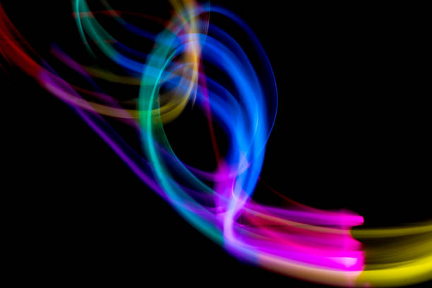 Abstract colorful irregular lines background. Long exposure. Light painting photography