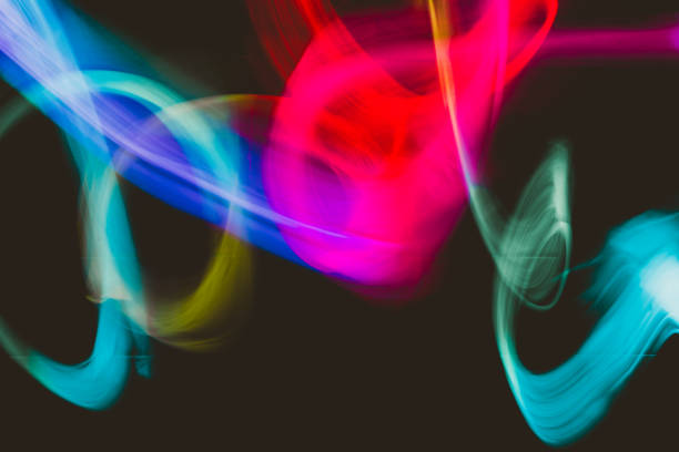 Abstract colorful irregular lines background. Long exposure. Light painting photography
